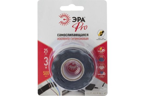 Изолента ЭРА PRO PROSS25 силиконовая самослипающаяся 25 мм х 3 м черная фото Изолента ЭРА PRO PROSS25 силиконовая самослипающаяся 25 мм х 3 м черная картинка